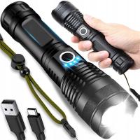 ТАКТИЧЕСКИЙ ФОНАРИК МОЩНЫЙ СВЕТОДИОДНЫЙ ПЕРЕЗАРЯЖАЕМЫЙ ВОЕННЫЙ USB 5 РЕЖИМОВ ВЫЖИВАНИЯ