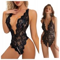 Body Damska - Bielizna erotyczna damska czarny XL w stylu koronkowym