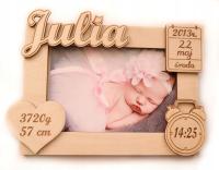 Prezent na Święta METRYCZKA ramka IMIĘ data JULIA