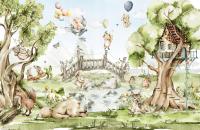 Fototapeta flizelinowa Dziecięca Las Zwierzątka Miś Sarenka Leśne na wymiar