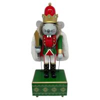 12inch Mouse Nutcracker Puppet Musical Box Wood Craft Xmas Decor Wszechstronny