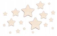 Drewniane ozdoby na ścianę gwiazdki gwiazdy 17 szt podklejone taśmą noc