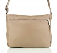 Женская кожаная сумка-мессенджер бежевая