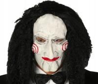 Maska Lateksowa z Czarnymi Włosami PIŁA Morderca JIGSAW Halloween Horror