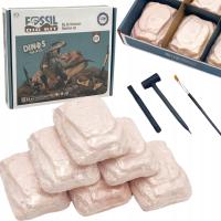 ZESTAW ARCHEOLOG 6 WYKOPALISK SKAMIELINY DINOZAUR SZKIELET DŁUTO MŁOTEK