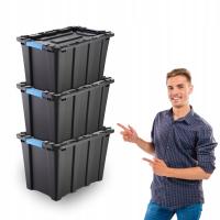 DUŻY POJEMNIK plastikowy GARAŻ PIWNICA extra mocny pojemnik z POKRYWĄ 3 szt