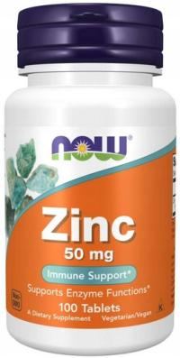 NOW Foods Zinc glukonian cynku 50mg 100 tabletek