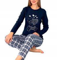 PIŻAMA DAMSKA BAWEŁNIANA WYGODNA DŁUGI RĘKAW SPODNIE DŁUGIE NADRUK