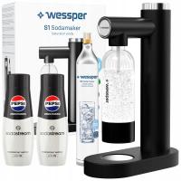 Saturator Wessper S1 Sodamaker do gazowanej wody z nabojem i butelką 0,8 l + 2× Syrop SodaStream Pepsi MAX 440 ml