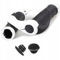 CHWYTY KIEROWNICY ROGI GUMOWE ROWEROWE ALUMINIOWE BIAŁE ANTYPOŚLIZGOWE