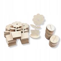 Drewniany kwiatek 50SZT doniczce kwiat 20cm na podstawce warsztaty zajęcia