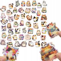 Naklejki 50 szt KOTY TRANSPARENTNE wodoodporne, naklejki na telefon, laptop