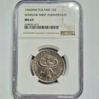 10 złotych 1966 Mała Kolumna NGC MS63