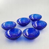 Huta Schwepnitz lata 70-te PIEKNE KOBALTOWE SZKLANE MISECZKI