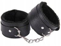 Кожаные наручники с мехом секс жгут БДСМ жгут эротические гаджеты