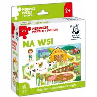 PIERWSZE PUZZLE + FIGURKI. NA WSI. UKŁADANKI DLA DZIECI NAUKA MOWY PREZENT