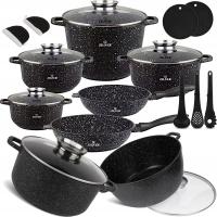 НАБОР КАСТРЮЛЬ ИНДУКЦИОННЫЙ НАБОР КАСТРЮЛЬ ГАЗОВАЯ СКОВОРОДА МРАМОРНЫЕ КРЫШКИ 17EL