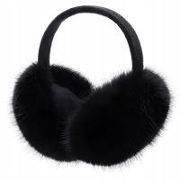 Nauszniki Duże Na Uszy Czarne Ciepłe Zimowe Pluszowe Opaska z Futerkiem XXL
