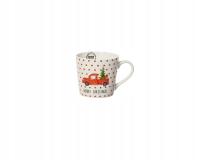 Kubek Porcelana Merry Christmas Czerwone Auto Choinka Kropki