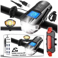 СВЕТОДИОДНЫЙ ПЕРЕДНИЙ ЗАДНИЙ ВЕЛОСИПЕДНЫЙ СВЕТИЛЬНИК С USB-СЧЕТЧИКОМ, СЧЕТЧИК, ЗВУКОВОЙ СИГНАЛ