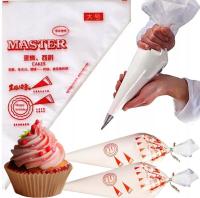 RĘKAW WOREK DEKORATOR CUKIERNICZY DO LUKRU KREMU CIASTA TORTÓW 100szt M #65