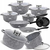 НАБОР КАСТРЮЛЬ ИНДУКЦИОННЫЙ НАБОР КАСТРЮЛЬ ГАЗОВАЯ СКОВОРОДА МРАМОРНЫЕ КРЫШКИ 12EL