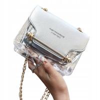 Сумка Серебряная серая Прозрачная сумка косметичка 2в1 золотая цепочка злотый