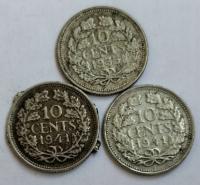 moneta srebro Holandia 10 cent 1935 1941