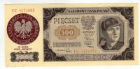 500 złotych 1948 CC banknot z nadrukiem