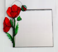 Maki lustro witrażowe kwiaty łąkowe czerwone Mak