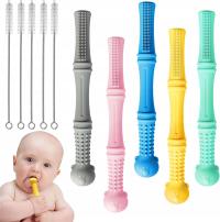 GRYZAK DLA NIEMOWLĄT RURKA 5SZT DO ŻUCIA 4 SZCZOTKI PREZENT NA BABY SHOWER
