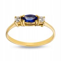 Кольцо из желтого золота 0.585 с натуральным танзанитом и бриллиантами 0.10 ct