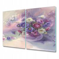 Стеклянная разделочная доска цветы в вазе 2x30x52