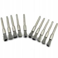 ZESTAW 10szt. SZCZOTKA DRUCIANA PĘDZELEK DO DREMELA / MINI SZLIFIERKI 6mm