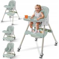 ДЕТСКИЙ СТУЛЬЧИК ДЛЯ КОРМЛЕНИЯ КОРИЦА 4В1 ЗЕЛЕНЫЙ