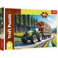 PUZZLE 100 TRAKTOR CIĄGNIK LEŚNY, układanka dla dzieci +5 lat