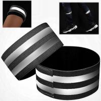 OPASKA ODBLASKOWA ELASTYCZNA NA RĘKĘ RAMIĘ NOGĘ ROWER CZARNA NA RZEP 2szt