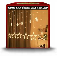 KURTYNA ŚWIETLNA GWIAZDKI LED LAMPKI OKIENNE GIRLANDA NA OKNO CIEPŁY BIAŁY