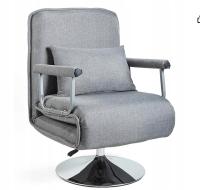 Fotel rozkładany, obrotowy, do spania 3w1 ciemnoszary 70x68x92cm