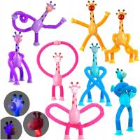 ŚWIECĄCA ŻYRAFA LED ROZCIĄGLIWE RURKI SENSORYCZNE PRZYSSAWKI DO ZABAWY