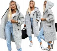 Женское длинное пальто на молнии с капюшоном букле Герда