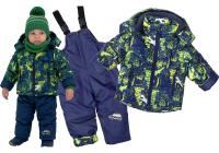 Kombinezon dwuczęściowy zimowy granatowy zielony ciepły futerko 1 80/86