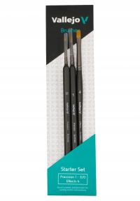 Vallejo B03990 – 3 pędzle Starter Set (3/0, 1, 4) pędzle modelarskie