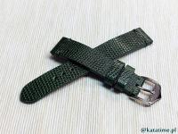 Pasek do damskiego męskiego zegarka 18 mm ciemnozielony naturalna skóra