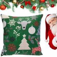 Poszewka na poduszkę 40x40 Renifery Zielona