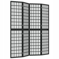 Składany parawan 4-panelowy, styl japoński, 160x170 cm, czarny