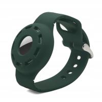 For AirTag Silicone Bracelet Strap Case Deep Green