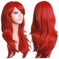 Женский парик Красная челка длинные волосы парики аниме манга косплей 70 см