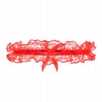 Czerwona podwiązka z kryształem Lola ręcznie wykonana idealna na studniówkę