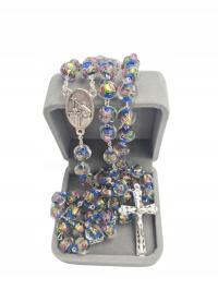 RÓŻANIEC św. RITA SZKŁO WENECKIE NIEBIESKIE